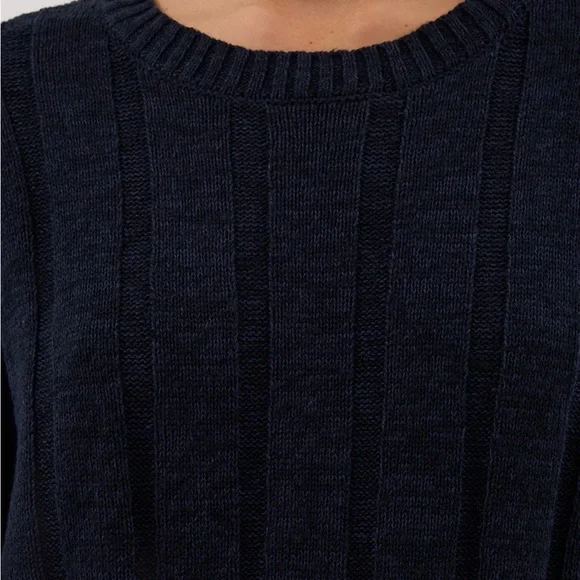 Dissh Jazz Indigo Ribbed Knit Set Navy Top Straight Leg Pants NWT Womens XS - Picture 4 of 16